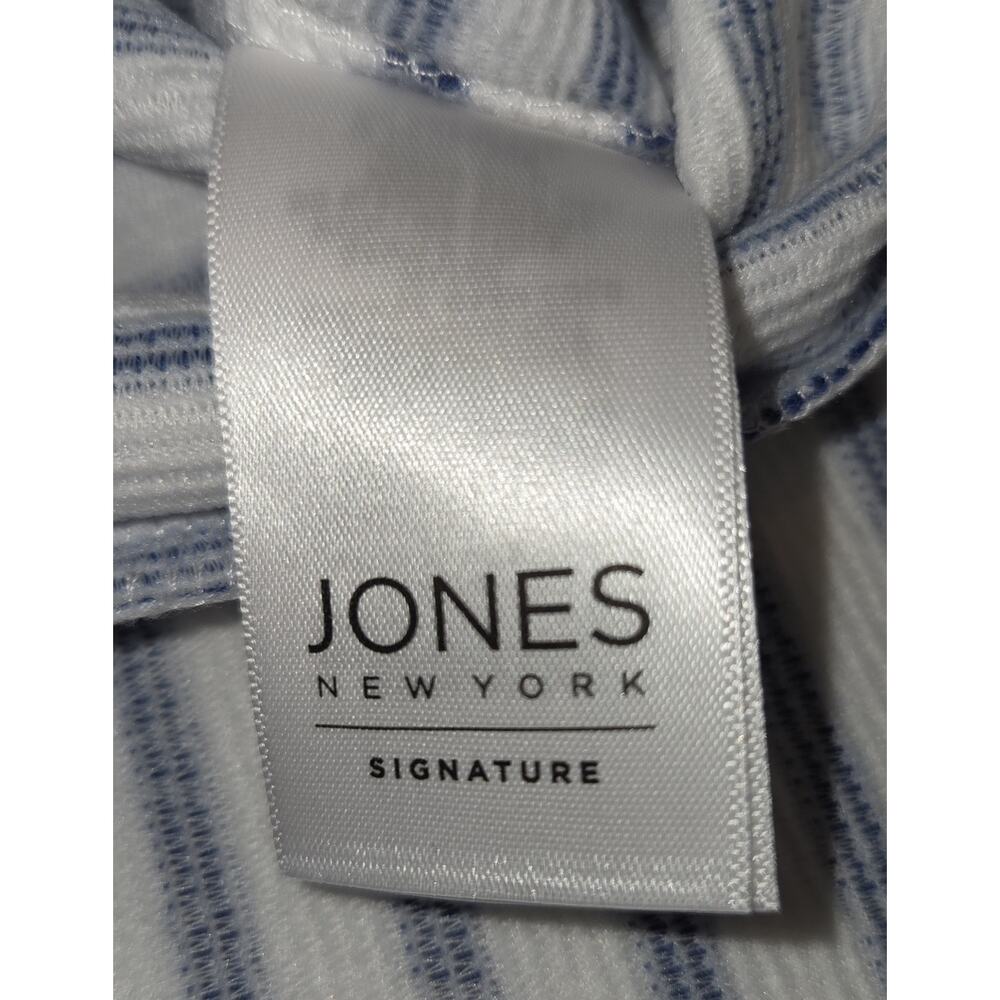 Jones NY Signature Striped Top Womens SIZE L Striped Blue White Nautical NWT - Picture 10 of 16